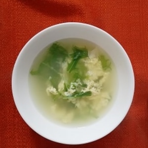 水菜と卵の中華スープ